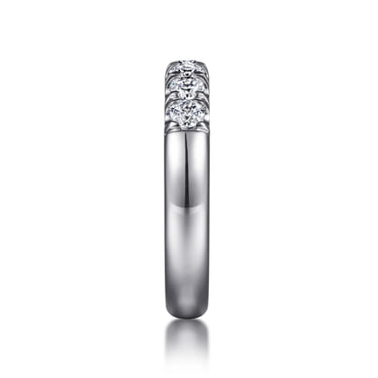 Lecce - 14K White Gold 7 Stone French Pave Diamond Wedding Band