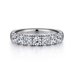 Lecce - 14K White Gold 7 Stone French Pave Diamond Wedding Band