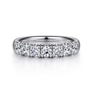 Lecce - 14K White Gold 7 Stone French Pave Diamond Wedding Band