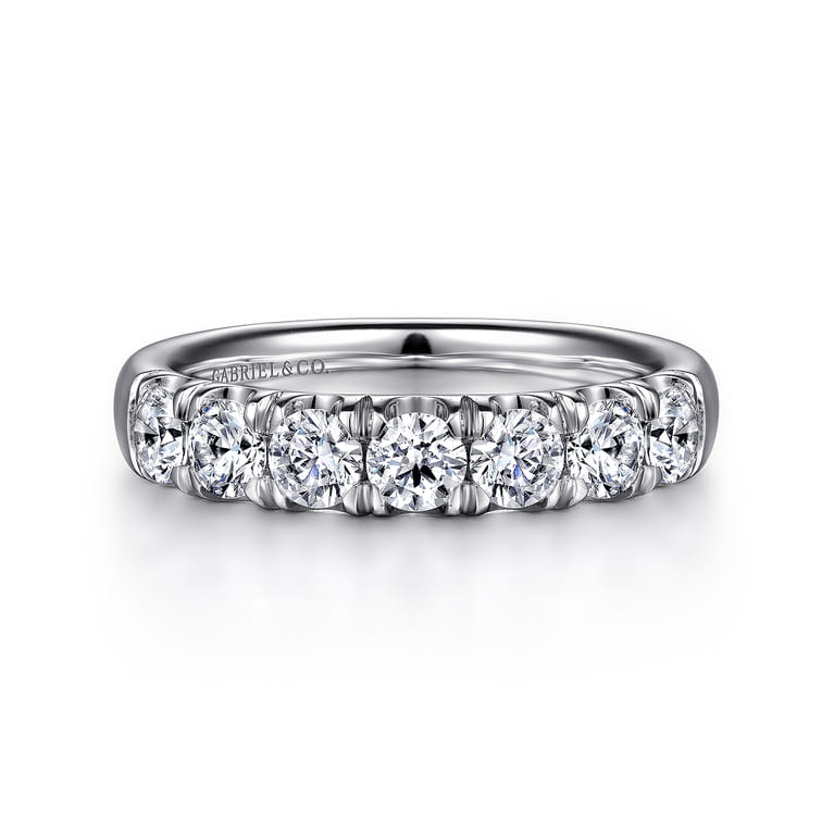 Straight Wedding Ring in 14k White Gold with Round Natural Diamond at Gabriel & Co. - Shot 1