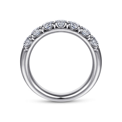 Lecce - 14K White Gold 7 Stone French Pave Diamond Wedding Band