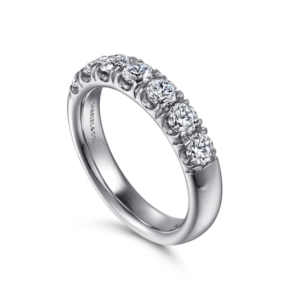Lecce - 14K White Gold 7 Stone French Pave Diamond Wedding Band