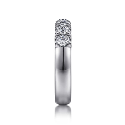 Lecce - 14K White Gold 7 Stone French Pave Diamond Wedding Band
