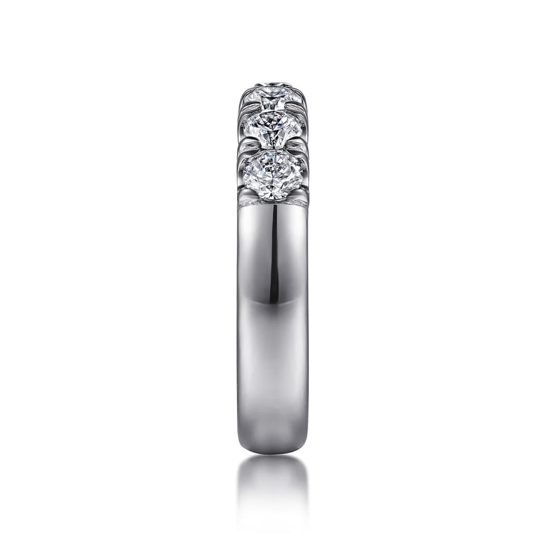Straight Wedding Ring in 14k White Gold with Round Natural Diamond at Gabriel & Co. - Shot 4