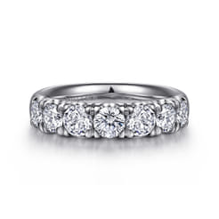 Lecce - 14K White Gold 7 Stone French Pave Set Diamond Wedding Band