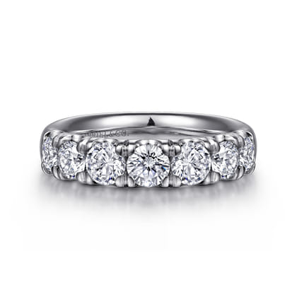 Lecce - 14K White Gold 7 Stone French Pave Set Diamond Wedding Band