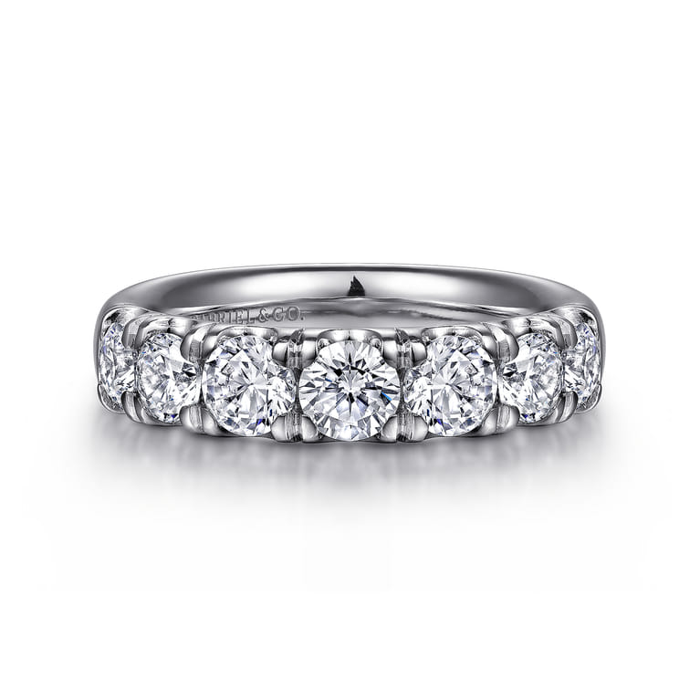 Straight Wedding Ring in 14k White Gold with Round Natural Diamond at Gabriel & Co. - Shot 1