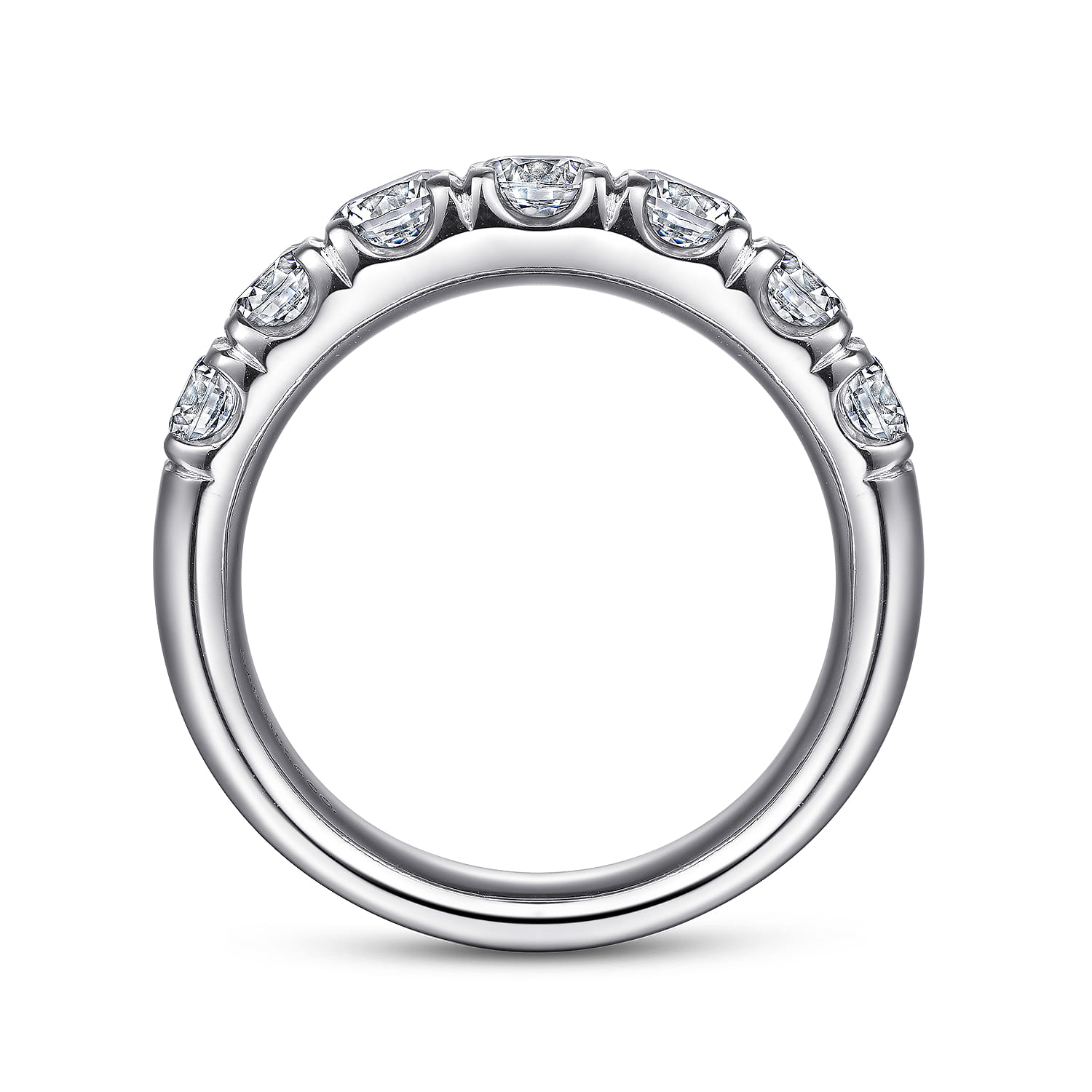 Straight Wedding Ring in 14k White Gold with Round Natural Diamond at Gabriel & Co. - Shot 2