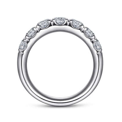 Lecce - 14K White Gold 7 Stone French Pave Set Diamond Wedding Band