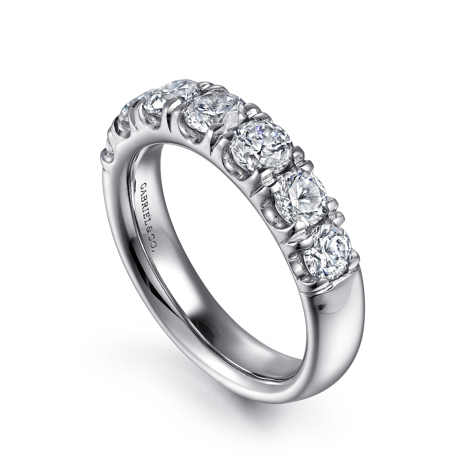 Straight Wedding Ring in 14k White Gold with Round Natural Diamond at Gabriel & Co. - Shot 3