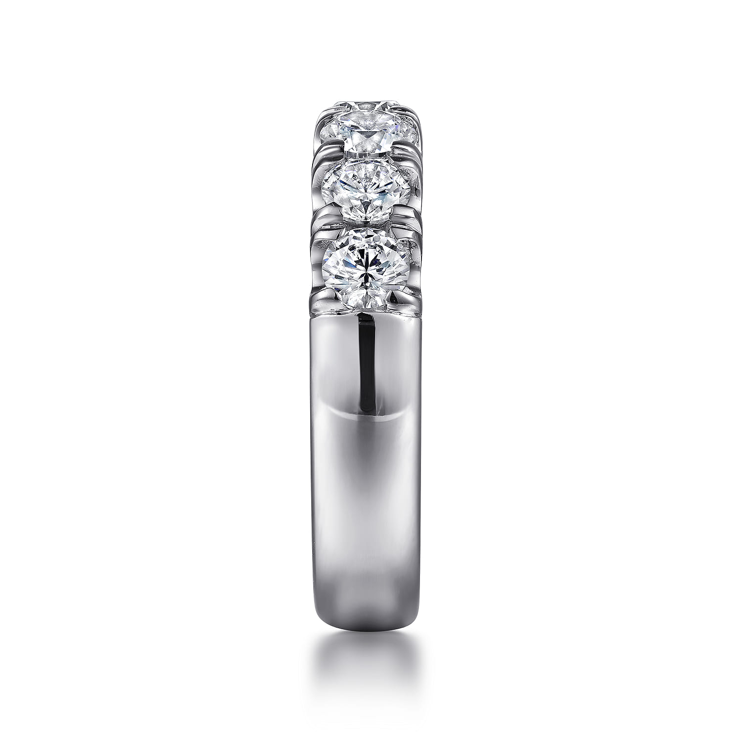 Straight Wedding Ring in 14k White Gold with Round Natural Diamond at Gabriel & Co. - Shot 4