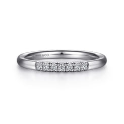 Lecce - 14K White Gold 7 Stone French Pave Set Diamond Wedding Band