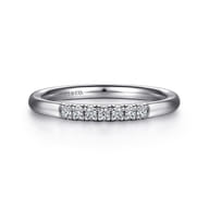 Lecce - 14K White Gold 7 Stone French Pave Set Diamond Wedding Band
