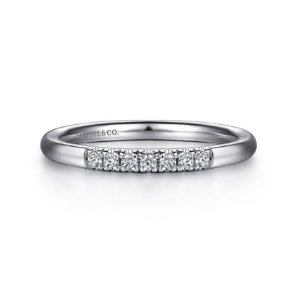 Lecce - 14K White Gold 7 Stone French Pave Set Diamond Wedding Band