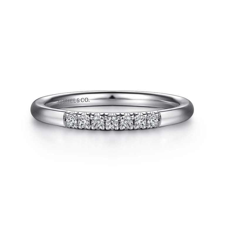 Straight Wedding Ring in 14k White Gold with Round Natural Diamond at Gabriel & Co. - Shot 1