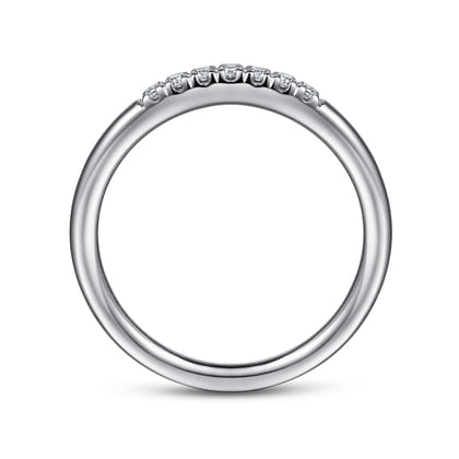 Lecce - 14K White Gold 7 Stone French Pave Set Diamond Wedding Band
