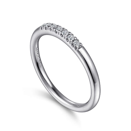 Lecce - 14K White Gold 7 Stone French Pave Set Diamond Wedding Band