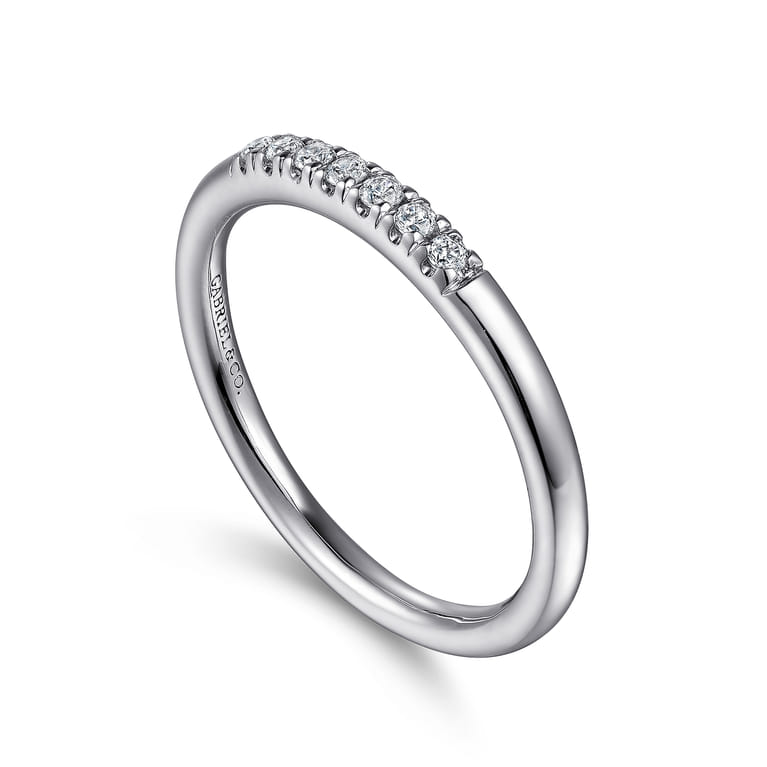 Straight Wedding Ring in 14k White Gold with Round Natural Diamond at Gabriel & Co. - Shot 3
