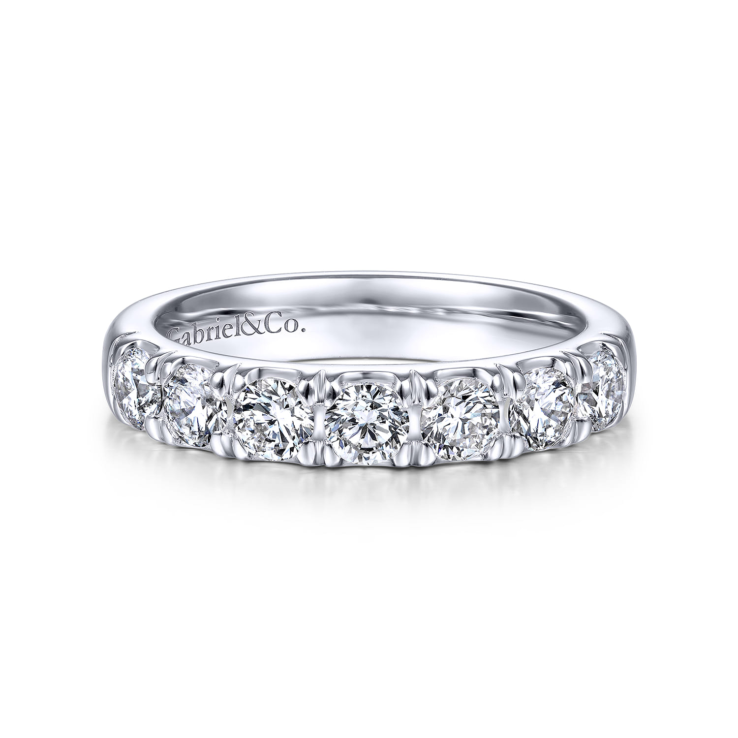 Straight Wedding Ring in 14k White Gold with Round Natural Diamond at Gabriel & Co. - Shot 1