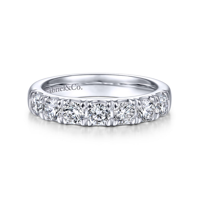 Straight Wedding Ring in 14k White Gold with Round Natural Diamond at Gabriel & Co. - Shot 1