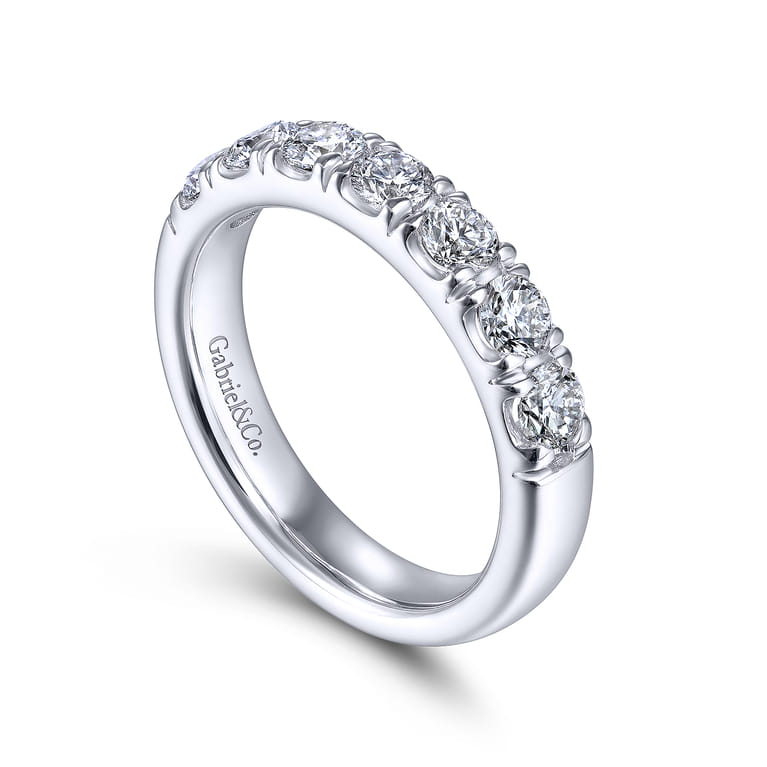 Straight Wedding Ring in 14k White Gold with Round Natural Diamond at Gabriel & Co. - Shot 3