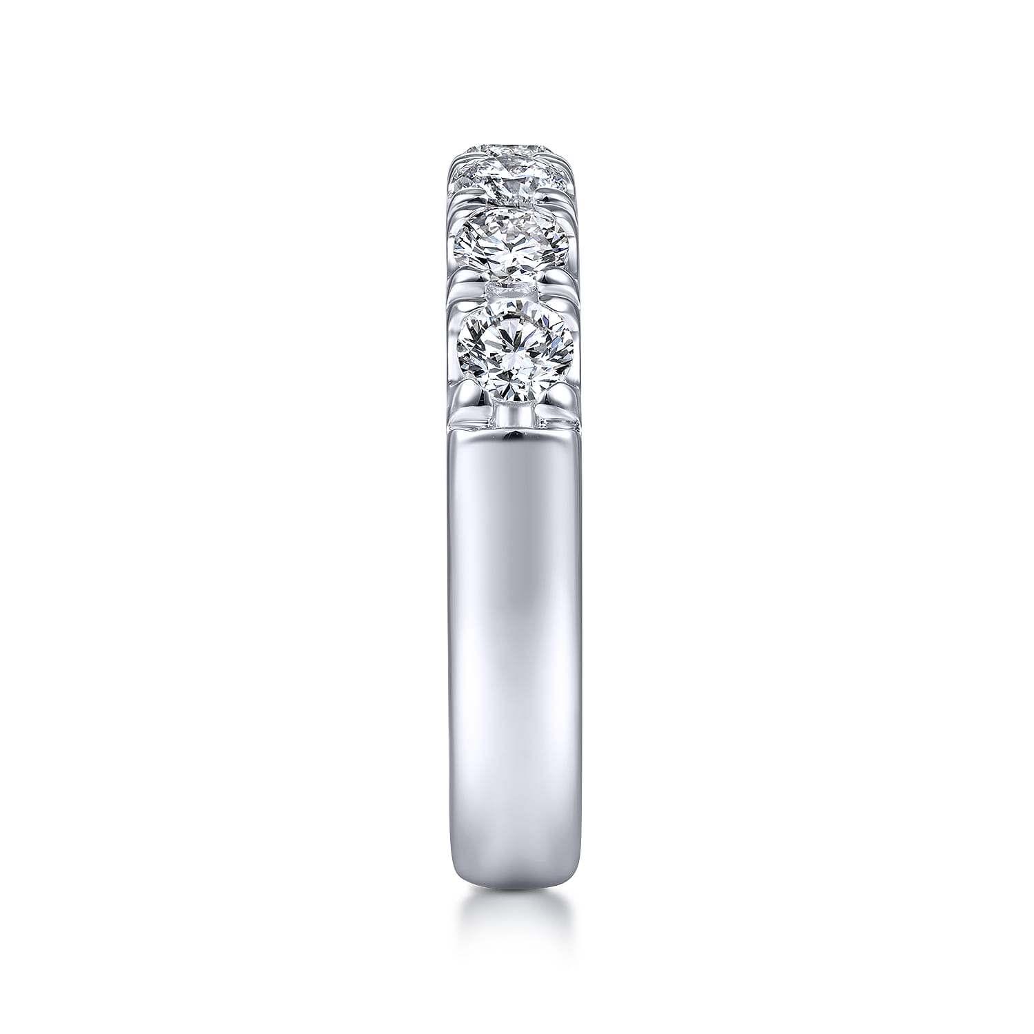 Straight Wedding Ring in 14k White Gold with Round Natural Diamond at Gabriel & Co. - Shot 4
