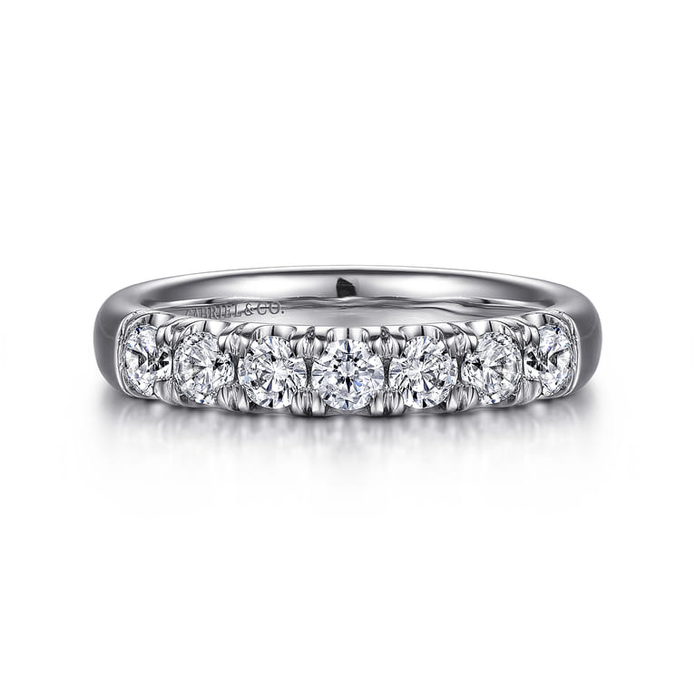 Straight Wedding Ring in Platinum with Round Natural Diamond at Gabriel & Co. - Shot 1