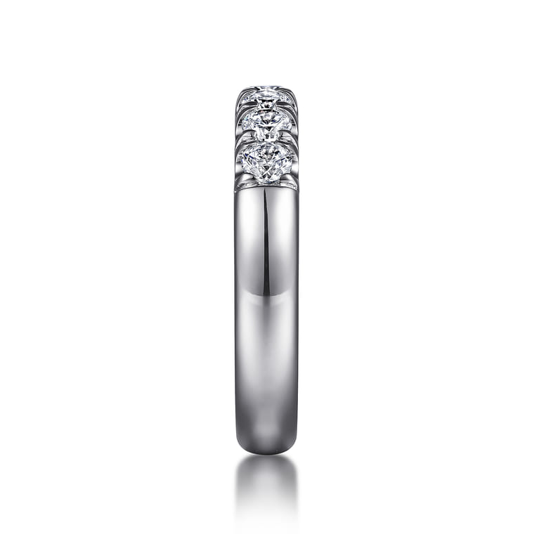 Straight Wedding Ring in Platinum with Round Natural Diamond at Gabriel & Co. - Shot 4