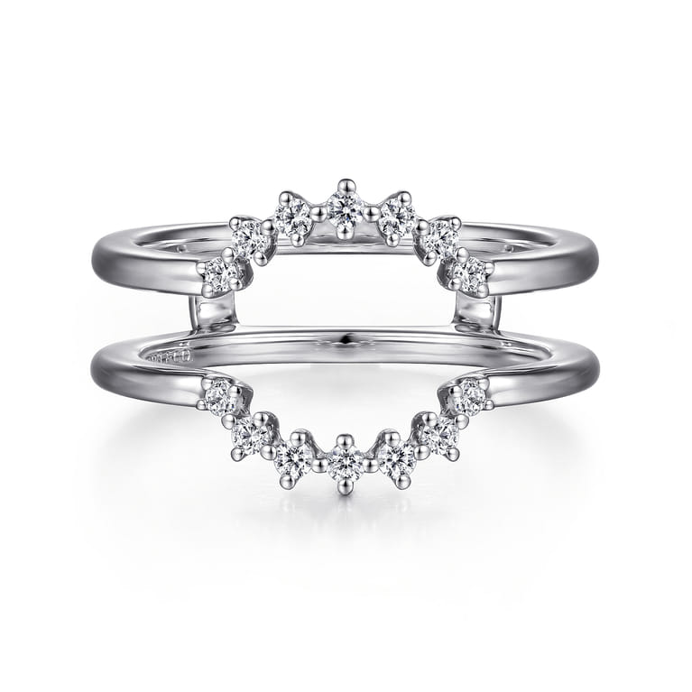Enhancer Wedding Ring in 14k White Gold with Round Natural Diamond at Gabriel & Co. - Shot 1