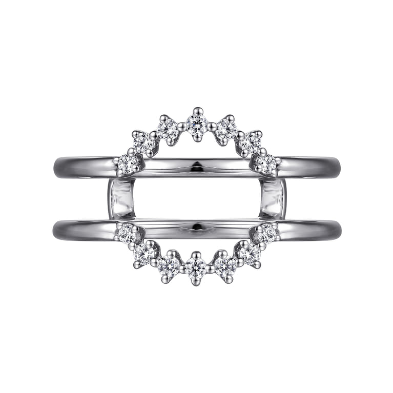 Enhancer Wedding Ring in 14k White Gold with Round Natural Diamond at Gabriel & Co. - Shot 5