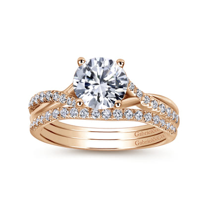 Leigh - 14K Rose Gold Round Diamond Engagement Ring