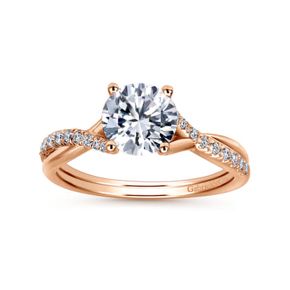 Leigh - 14K Rose Gold Round Diamond Engagement Ring
