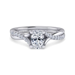 14K White Gold Oval Diamond Engagement Ring