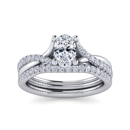 Leigh - 14K White Gold Oval Diamond Engagement Ring
