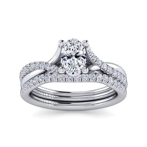 Leigh - 14K White Gold Oval Diamond Engagement Ring - 0.15 ct - Shot 4
