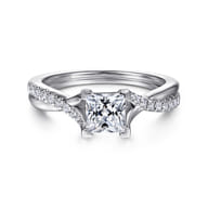 Leigh - 14K White Gold Princess Cut Diamond Engagement Ring