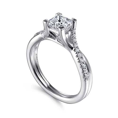 Leigh - 14K White Gold Princess Cut Diamond Engagement Ring - 0.15 ct - Shot 3