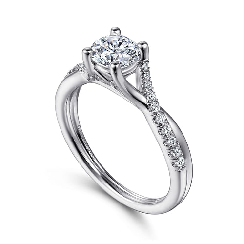 Leigh - 14K White Gold Round Diamond Engagement Ring - 0.14 ct - Shot 3
