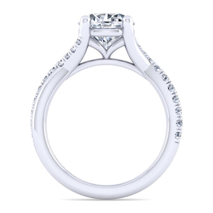 Leigh - 14K White Gold Twisted Round Diamond Engagement Ring