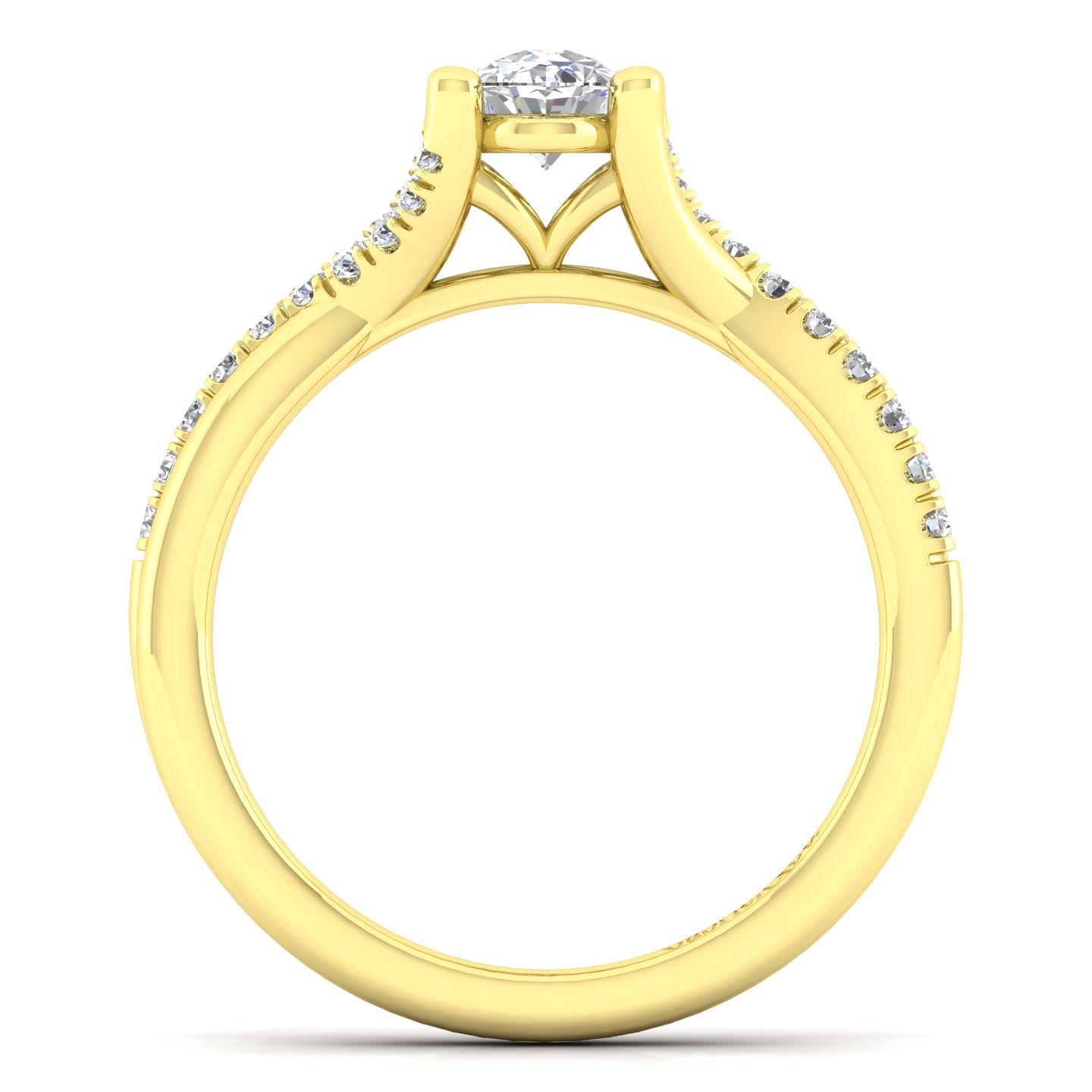 Leigh - 14K Yellow Gold Oval Diamond Engagement Ring - 0.15 ct - Shot 2