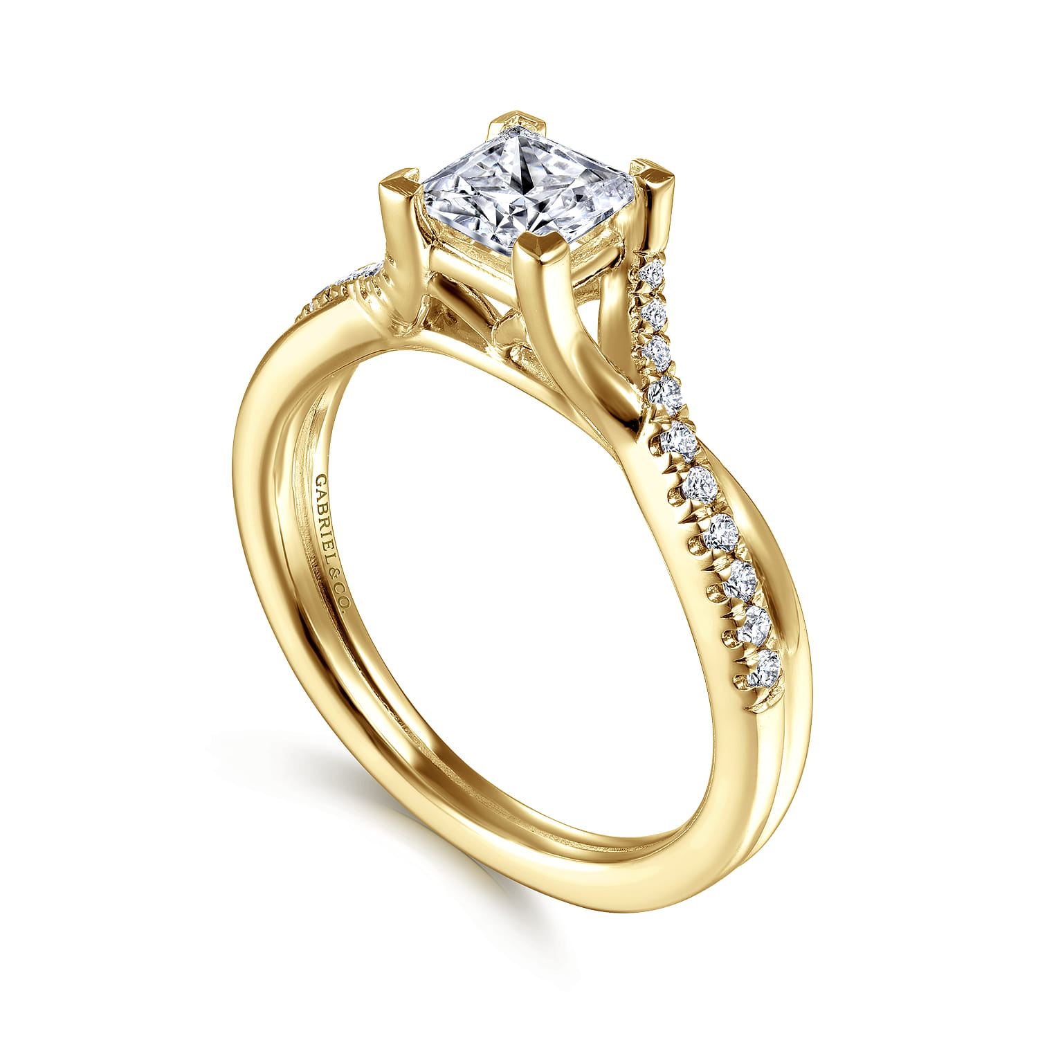 green emerald velvet dress 50-Pointer Solitaire Halo Diamond Shank Yellow Gold Ring JL AU G 103Y-A main image 1