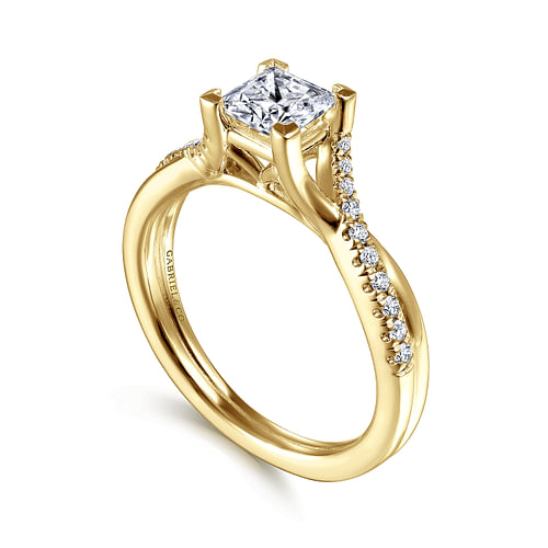 Leigh - 14K Yellow Gold Princess Cut Diamond Engagement Ring - 0.15 ct - Shot 3