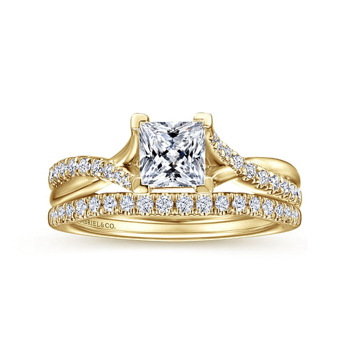 Leigh - 14K Yellow Gold Princess Cut Diamond Engagement Ring - 0.15 ct - Shot 4