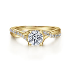 14K Yellow Gold Round Diamond Engagement Ring