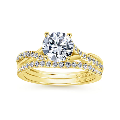 Leigh - 14k Yellow Gold 0.75 Carat Round Twisted Natural Diamond ...
