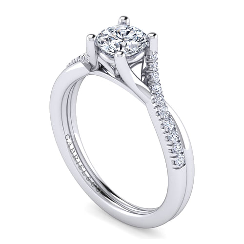 Leigh - Platinum Round Diamond Twisted Shank Engagement Ring - 0.14 ct - Shot 3