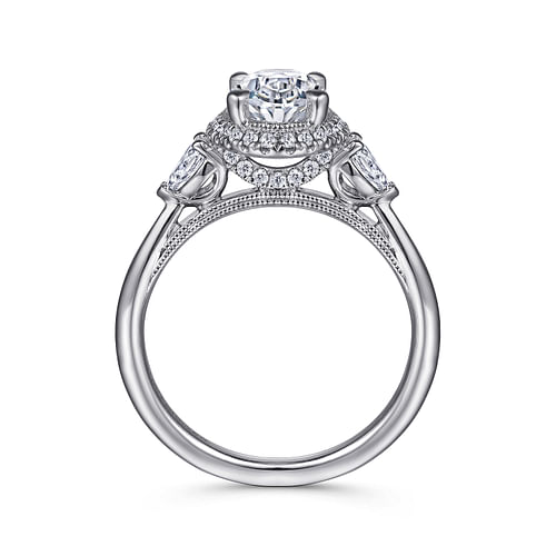 Leila - 14K White Gold Oval Halo Diamond Engagement Ring - 0.41 ct - Shot 2