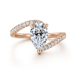 14K Rose Gold Pear Shape Halo Diamond Engagement Ring