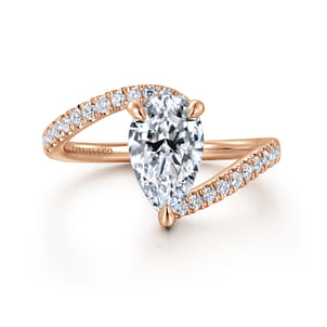 Leina - 14K Rose Gold Pear Shape Halo Diamond Engagement Ring