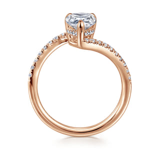Leina - 14K Rose Gold Pear Shape Halo Diamond Engagement Ring